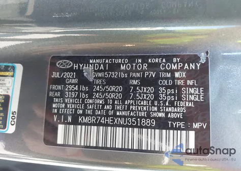 2022 Hyundai Palisade Calligraphy from USA, damaged, VIN KM8R74HEXNU351889